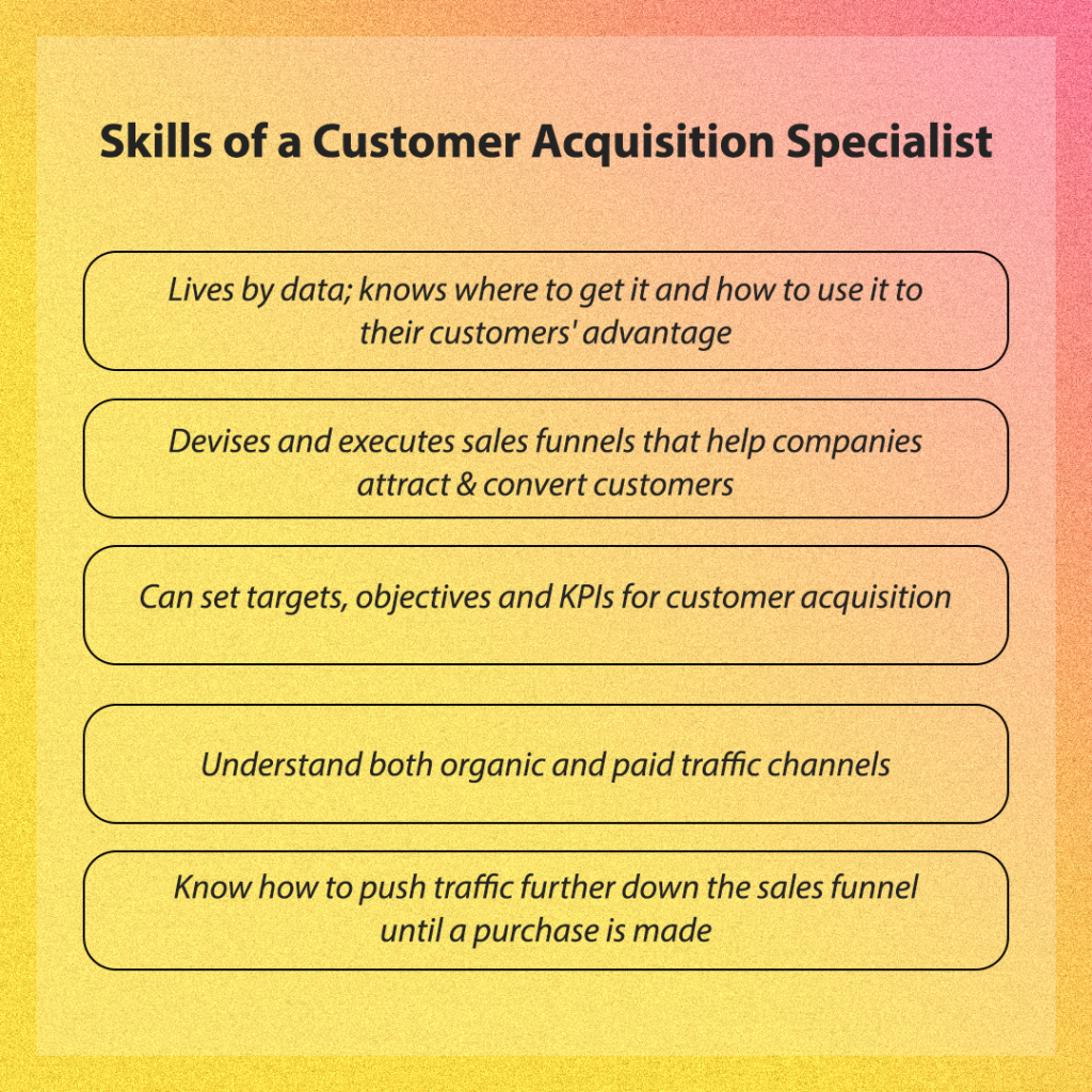 customer acquisition specialist skills